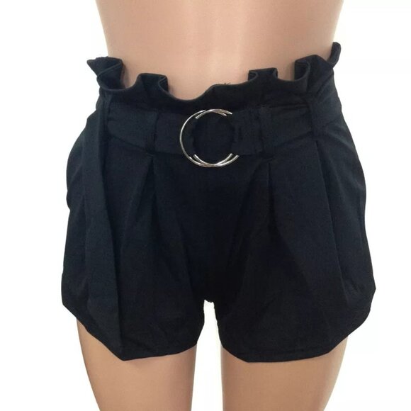 Women Ladies Casual High Waist Summer Shorts Hot Pants w/ Belt Pleated Tailored - Picture 7 of 8